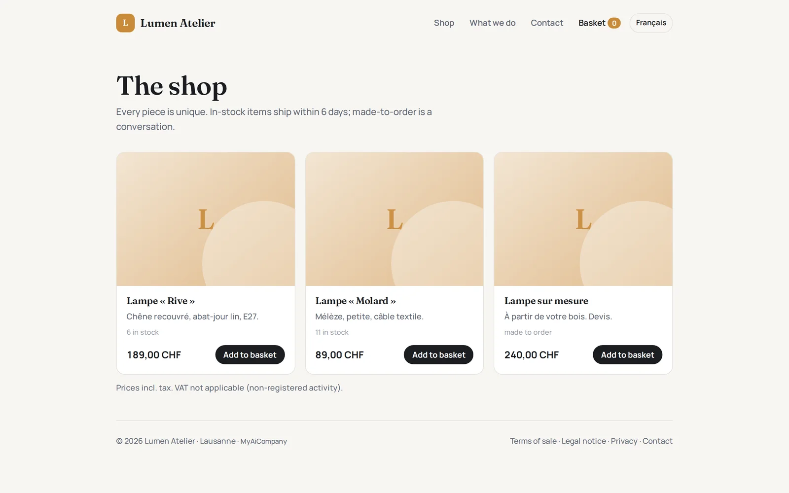 Une boutique en ligne, paiement par carte ou TWINT, commandes dans la Mairie.